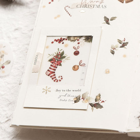 MU Lifestyle HOLIDAY Print-On Stickers Poinsettia Warmth Bells Stockings Trumpet Rub-On Stickers Transfer Sticker Translucent Sticker | 1014