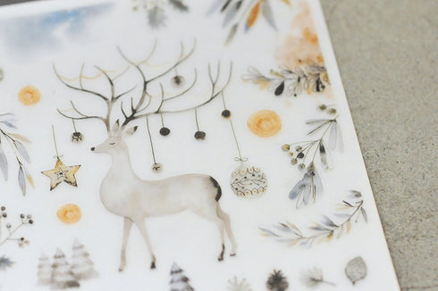MU Lifestyle HOLIDAY Print-On Stickers Deer Dried Flowers Wreath Whimsy Rub-On Stickers Transfer Sticker Translucent Stickers | 1011