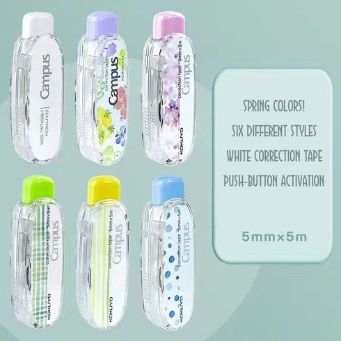 CRYSTAL KOKUYO Spring Series 5mm X 5m Correction Tape White Correction Tape Rewritable Correction Tape | WSG-TWT4505