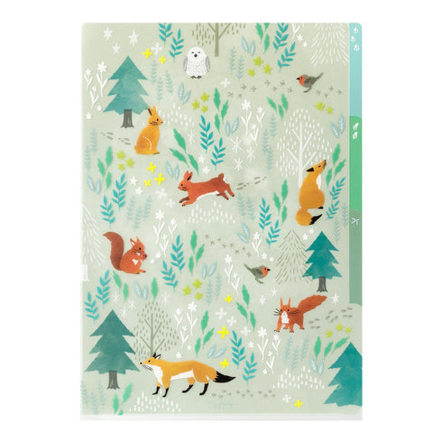 NORDIC ANIMALS Midori A4 3 Pocket Clear Folder MD Folder Water Resistant Folder | 310mm X 221mm
