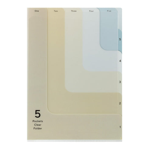 2 WAY BEIGE Midori A4 5 Pocket Clear Folder MD Folder Water Resistant Folder | 310mm X 221mm