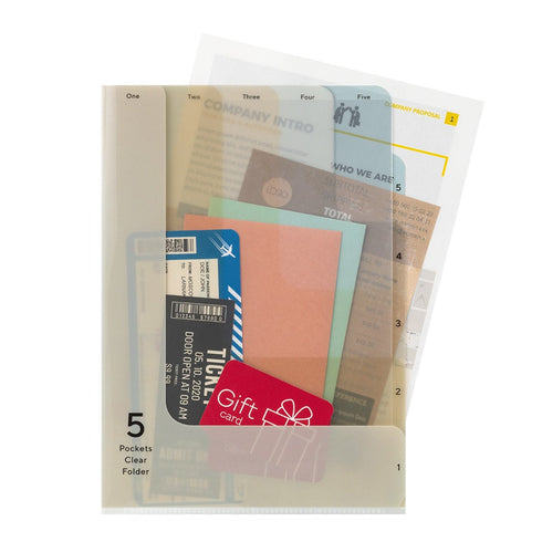 2 WAY BEIGE Midori A4 5 Pocket Clear Folder MD Folder Water Resistant Folder | 310mm X 221mm
