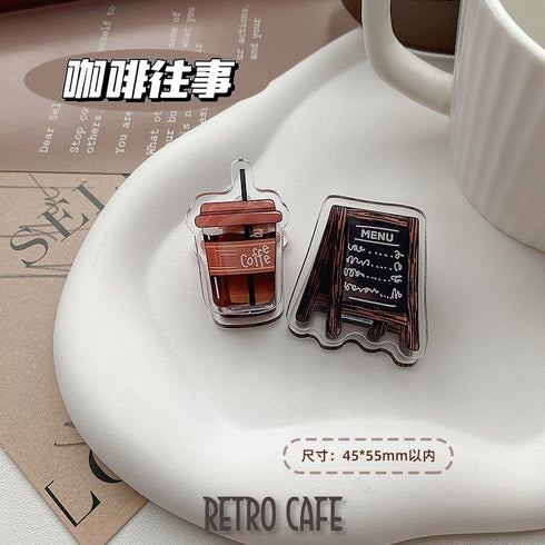RETRO CAFE Two-Pack COFFEE Clip Paper Binder Clip Notebook Clip Travel Clip Espresso Clip Barista Clip Latte Clip | 44 X 55MM