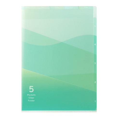 GRADIENT GREEN Midori MD A4 7 Pocket Clear Folder Md Folder Water Resistant Folder | 310mm X 221mm