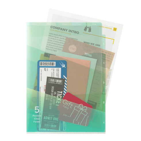 GRADIENT GREEN Midori MD A4 7 Pocket Clear Folder Md Folder Water Resistant Folder | 310mm X 221mm