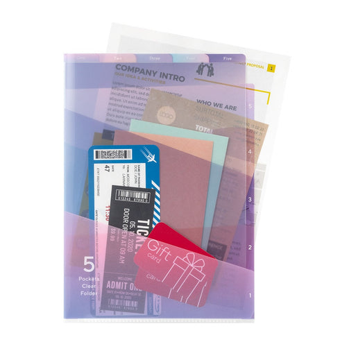 GRADIENT PURPLE Midori MD A4 7 Pocket Clear Folder Md Folder Water Resistant Folder | 310mm X 221mm