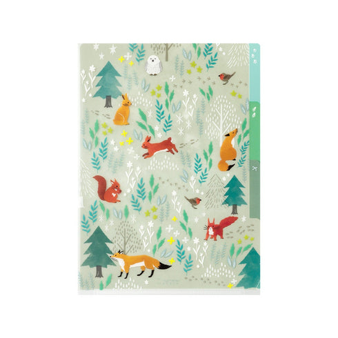NORDIC ANIMALS Midori A5 3 Pocket Clear Folder MD Folder Water Resistant Folder | 220mm X160mm