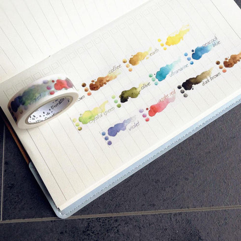 Ink Spot Washi Tape Ink Color Washi Tape Fountain Pen Ink Washi Tape Watercolor Washi Tape Rainbow
