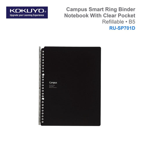 Kokuyo Campus BLACK BUSINESS B5 Smart Ring Binder 26 Rings "Lay Flat" Notebook SP701D | 25 Sheets