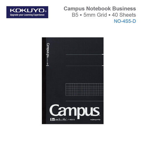 Kokuyo B5 Campus Notebook Black 5mm Grid | 40 Sheet 4S5-D