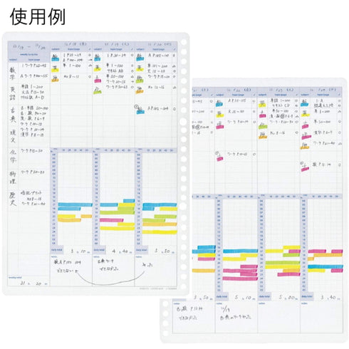 Kokuyo Campus Study Planner Loose Leaf Paper Y836MW Weekly Visualized List 26 Holes 30 Sheets | B5
