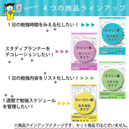 Kokuyo Campus Study Planner Loose Leaf Paper Y836MW Weekly Visualized List 26 Holes 30 Sheets | B5