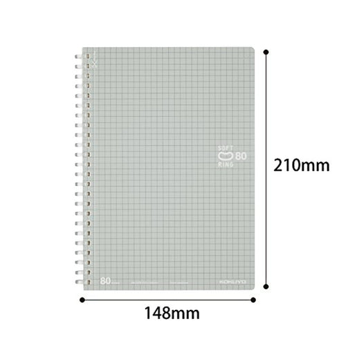 Kokuyo SILVER Soft Ring Notebook 5mm GRID SV338S5 | A5 80 Sheets