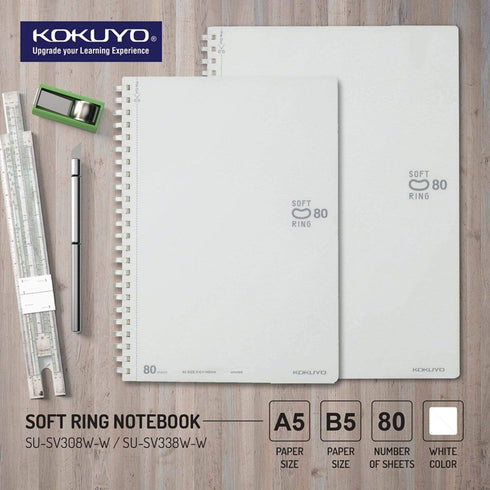 Kokuyo CLEAR Soft Ring Notebook BLANK SV308W | B5 80 Sheets