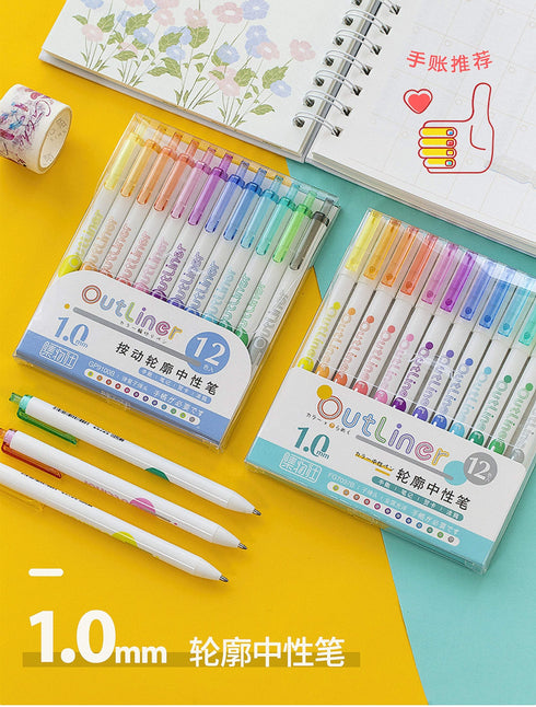 Metallic Outliners Set or Single Retractable Ink Pen 1.0mm | GREEN or Complete SET