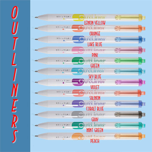 Metallic Outliners Set or Single Retractable Ink Pen 1.0mm | GREEN or Complete SET