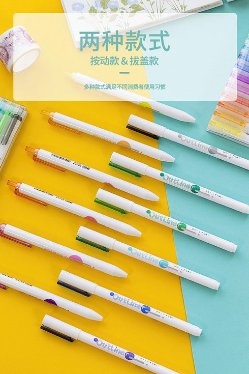 Metallic Outliners Set or Single Retractable Ink Pen 1.0mm | GREEN or Complete SET