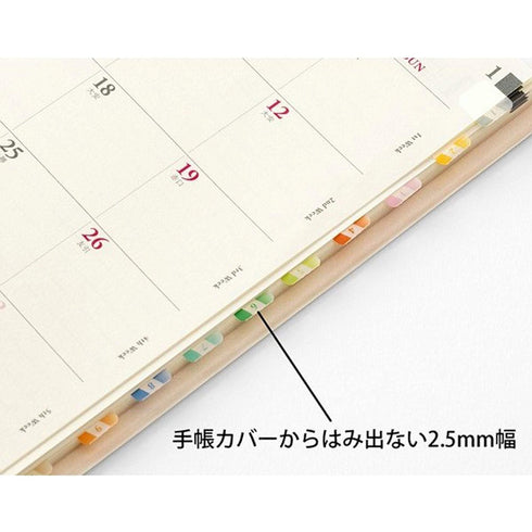 MIDORI Chiratto Index Label Numbered VIVID Rainbow Colors Planner Index Tabs