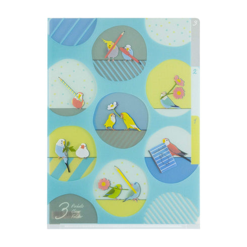 Midori MD A5 3 Pocket Clear Folder | Bird B