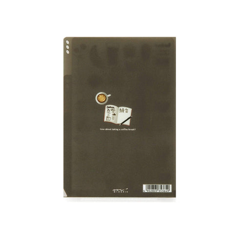 Midori MD A5 3 Pocket Clear Folder | Coffee
