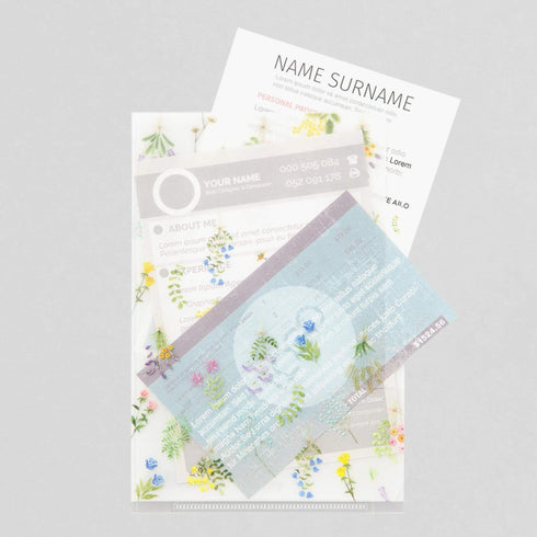 Midori MD A5 3 Pocket Clear Folder | Dried Flowers
