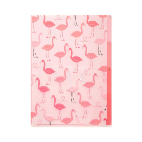 Midori MD A5 3 Pocket Clear Folder | Flamingo
