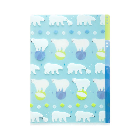 Midori MD A5 3 Pocket Clear Folder | Polar Bear