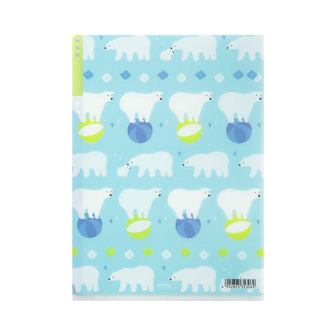 Midori MD A5 3 Pocket Clear Folder | Polar Bear