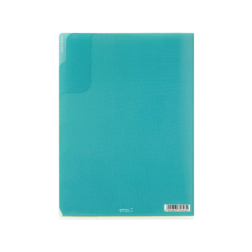 Midori MD A5 5 Pocket Clear Folder | 2-Way Blue Gradient Yellow & Green