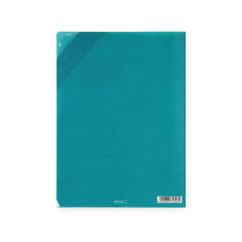 Midori MD A5 5 Pocket Clear Folder | Teal Diagonal Stripe