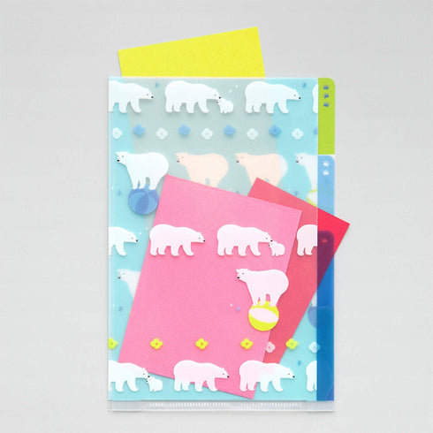 Midori MD A6 3 Pocket Clear Folder | Polar Bears