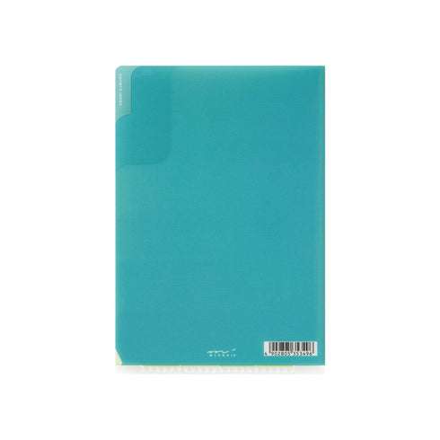 Midori MD A6 5 Pocket Clear Folder | 2-Way Blue Gradient Yellow & Green
