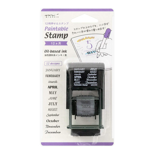 MIDORI Paintable Stamp Re-Inkable Self-Inking Stamp | Monthly