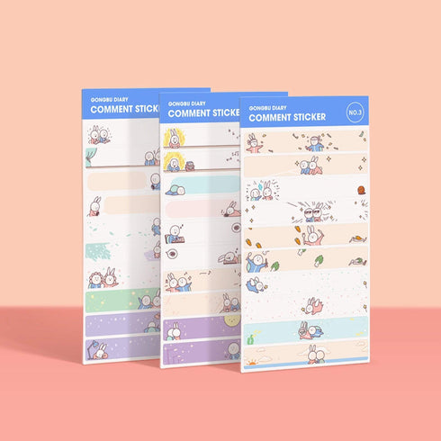 MOTEMOTE Gungbu Diary Kkyong X Bbyu Comment Stickers | Three Styles!| USA Located!