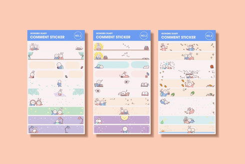 MOTEMOTE Gungbu Diary Kkyong X Bbyu Comment Stickers | Three Styles!| USA Located!