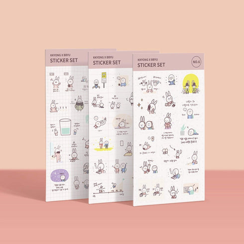 MOTEMOTE Gungbu Diary Kkyong X Bbyu Study Stickers | Six Styles!| USA Located!