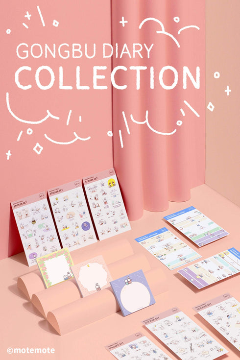 MOTEMOTE Gungbu Diary Kkyong X Bbyu Study Stickers | Six Styles!| USA Located!