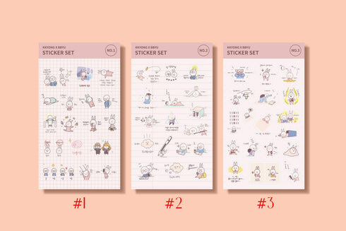 MOTEMOTE Gungbu Diary Kkyong X Bbyu Study Stickers | Six Styles!| USA Located!