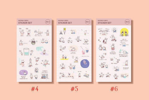 MOTEMOTE Gungbu Diary Kkyong X Bbyu Study Stickers | Six Styles!| USA Located!