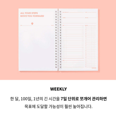 MOTEMOTE Living Coral Task Manager Planner | 100 Days - USA located!