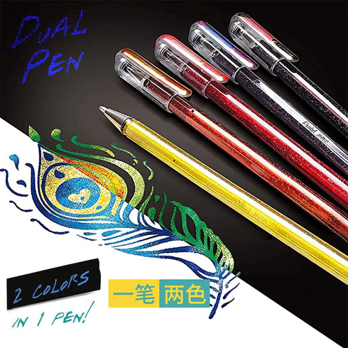 Pentel Hybrid Dual Metallic Gel Pen 1.0 mm Shimmering Ink | Green & Metallic Blue