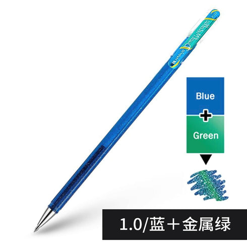 Pentel Hybrid Dual Metallic Gel Pen 1.0 mm Shimmering Ink | Green & Metallic Blue