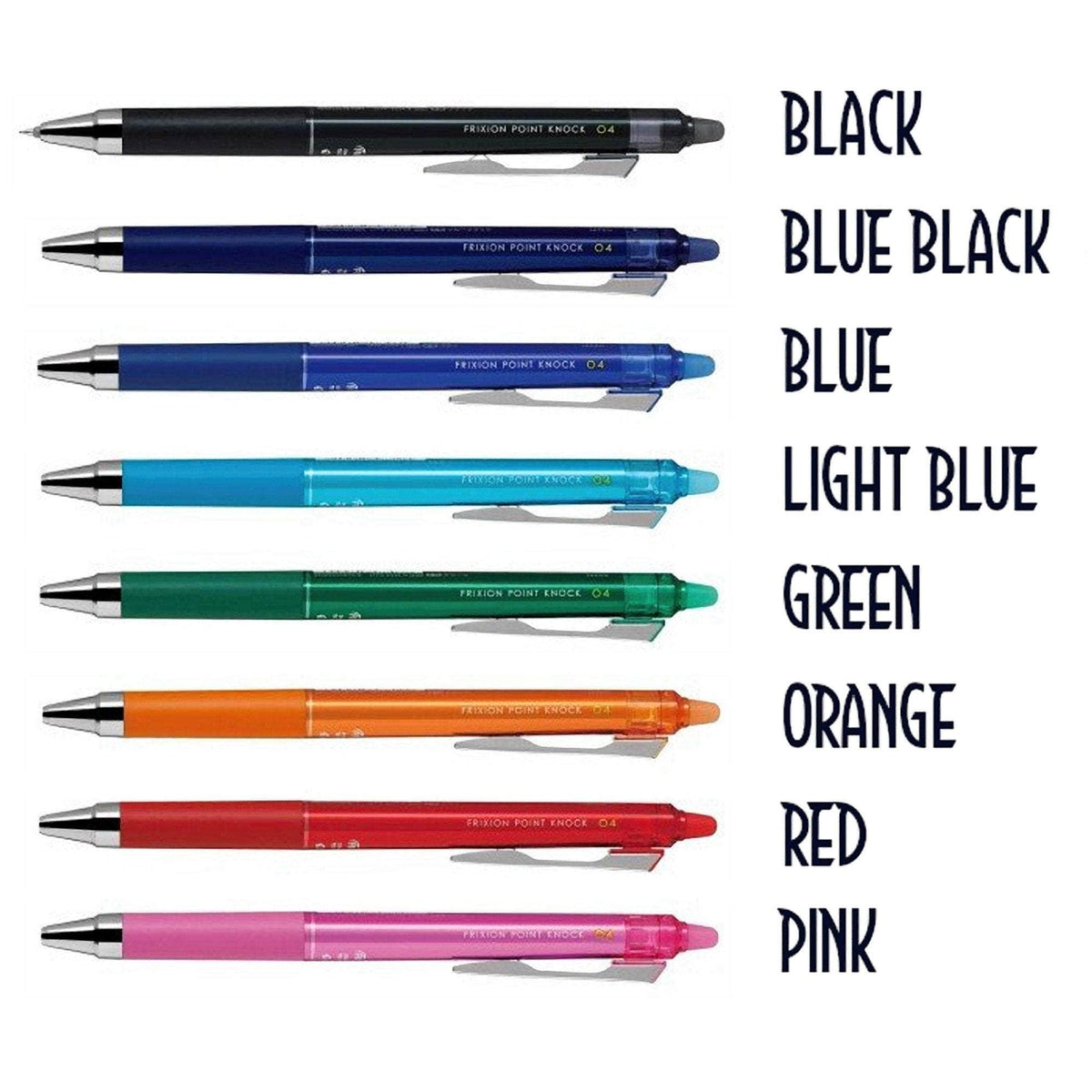 Pilot FriXion Point Knock Gel Pens 0.4 mm (8 color set) – Ink & Lead