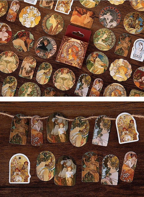 Premium Die-Cut Art Deco Art Nouveau Retro Vintage Ephemera Stickers