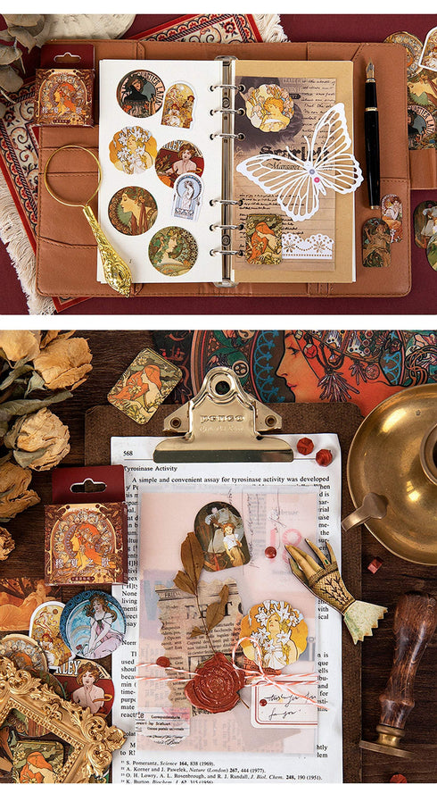 Premium Die-Cut Art Deco Art Nouveau Retro Vintage Ephemera Stickers