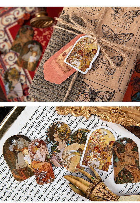 Premium Die-Cut Art Deco Art Nouveau Retro Vintage Ephemera Stickers