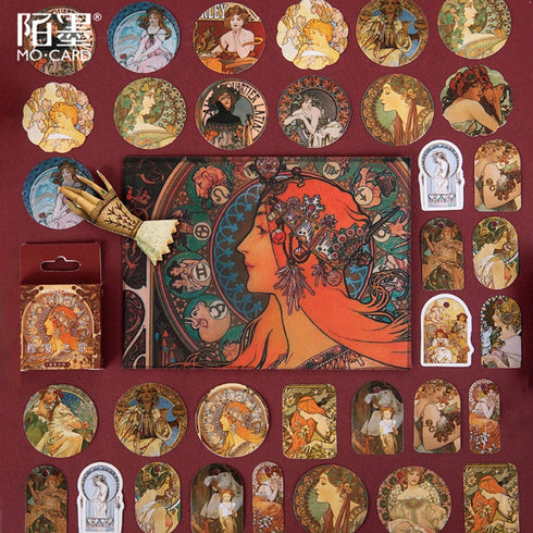 Premium Die-Cut Art Deco Art Nouveau Retro Vintage Ephemera Stickers