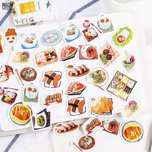 Premium Die-Cut Kawaii Stickers Food Sushi Chinese Take-out Takeaway Salad Wagashi Foodie Stickers