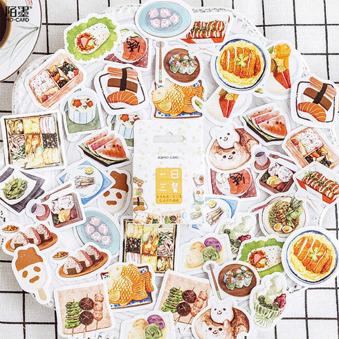 Premium Die-Cut Kawaii Stickers Food Sushi Chinese Take-out Takeaway Salad Wagashi Foodie Stickers