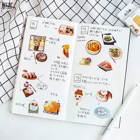 Premium Die-Cut Kawaii Stickers Food Sushi Chinese Take-out Takeaway Salad Wagashi Foodie Stickers